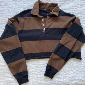Brandy Melville Cropped Rugby Long Sleeve Top